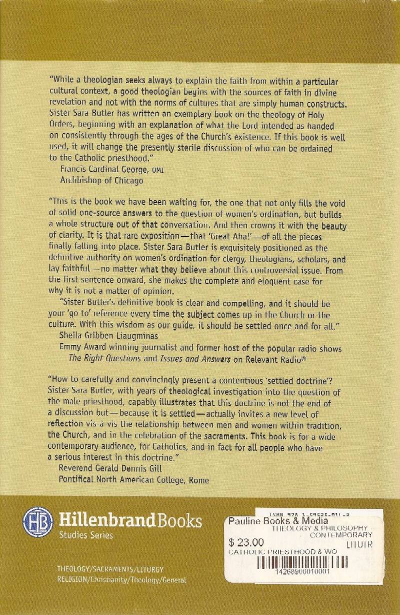 The Catholic Priesthood and Women (back cover)