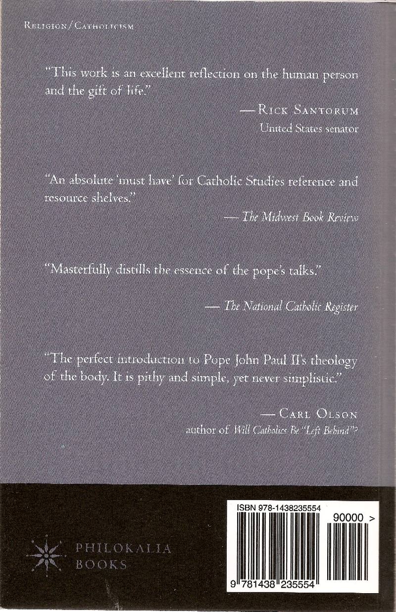 Theology of the Body in Simple Language (back cover)